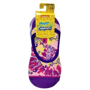 Spongebob Square Pants Women's Socks Size 5-10 Nickelodeon 2 Pairs New